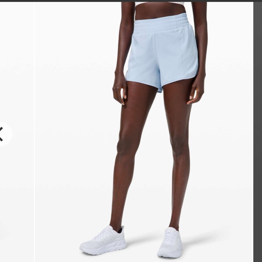 lululemon 4 inch Hotty Hot Light Blue Shorts- Hight Rise